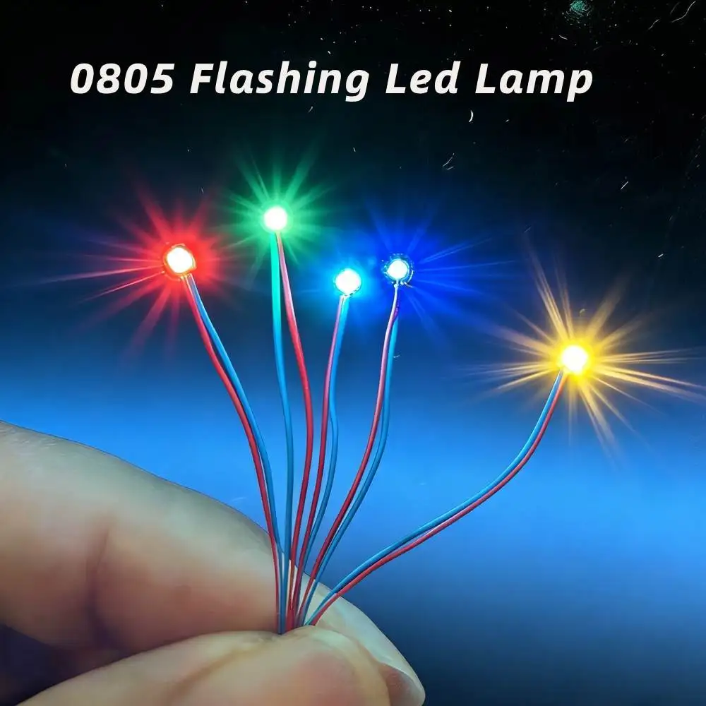 5pcs 3V 0805 Miniature Flashing Led Lamp SMD Wired Light Pre-Soldered Micro Litz Leads Wires for Diy Model Making/Diorama/Cars