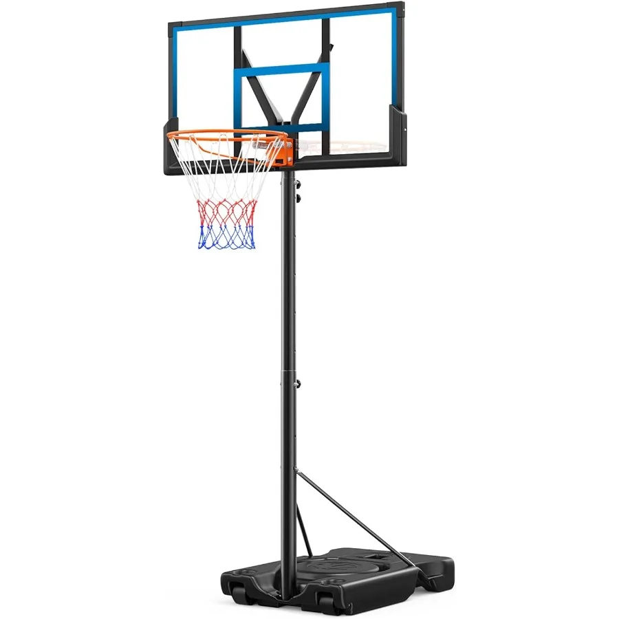 

46 10FT Basketball Hoop Outdoor Portable Basketball Goal Adjustable Hoops Goals with Solid Steel Rim ExtraLarge Base for Youth