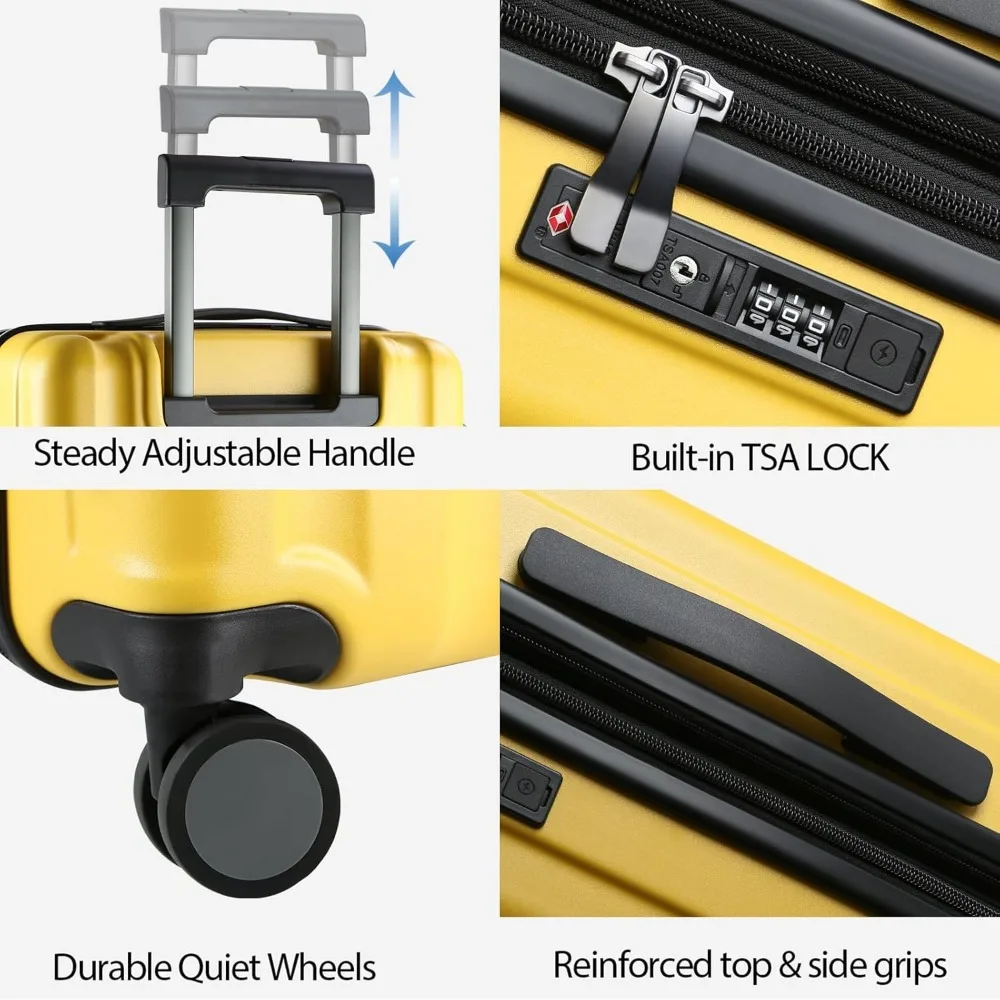 Expandable Hardside Spinner Luggage with TSA Lock, Durable Rolling Suitcase for Travel with Built-in USB Port, Long-Lasting Carr