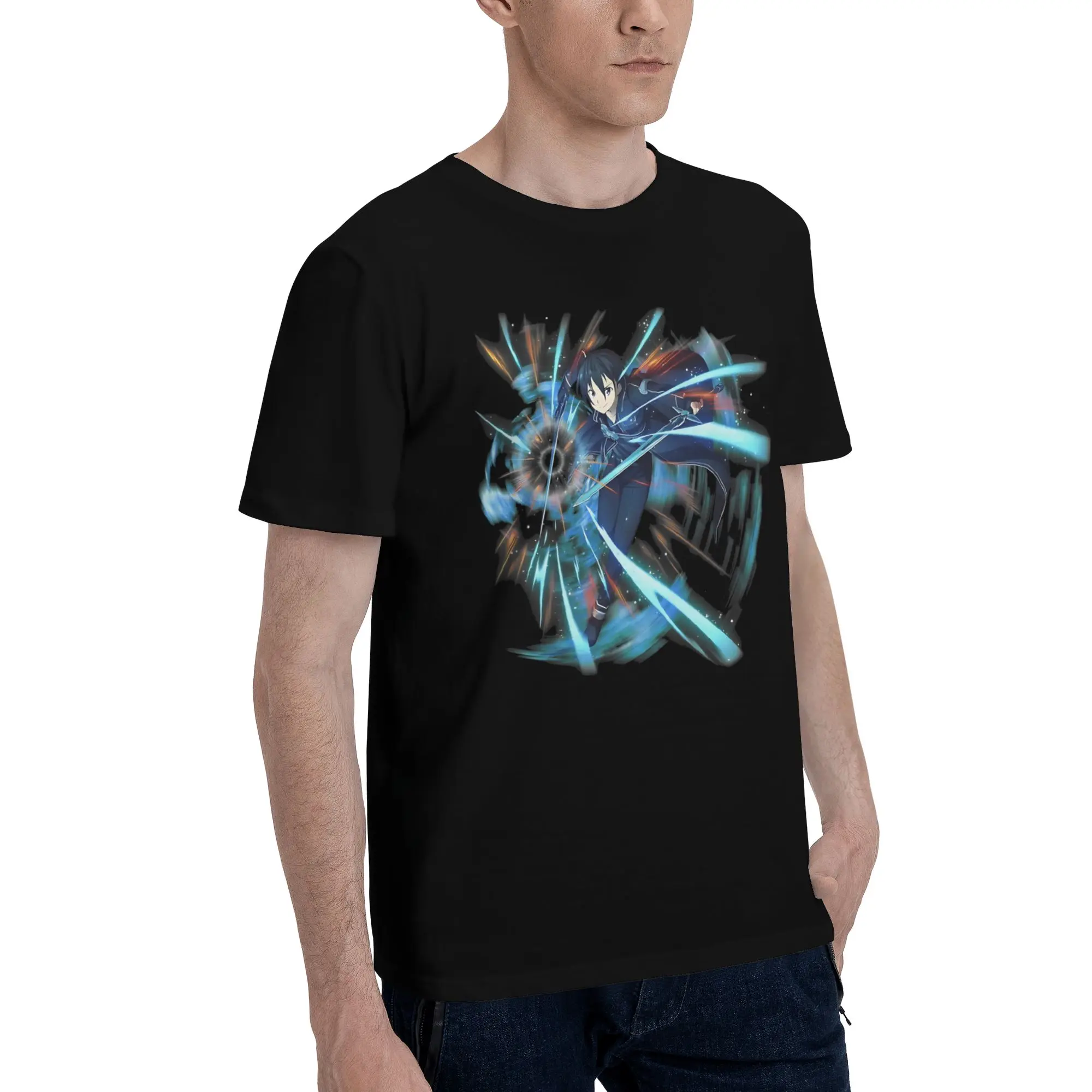 Kirito Funny Graphic 100% Cotton T-Shirt Bandai SAO Tees Tops For Men