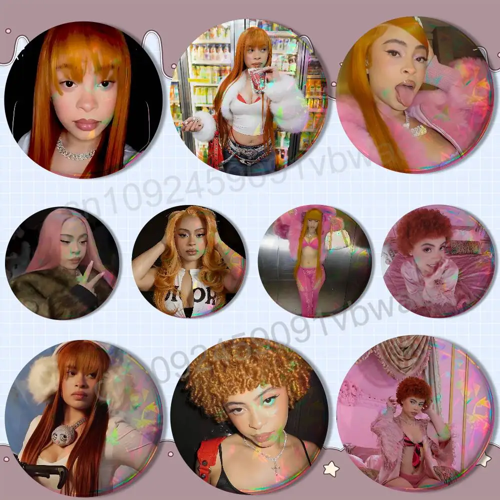 

58mm 44mm Round Pins Princess Diana Singer Ice Spice Creativity Printed Pictures Text Metal Lapel Badges Brooches Jewelry Gift