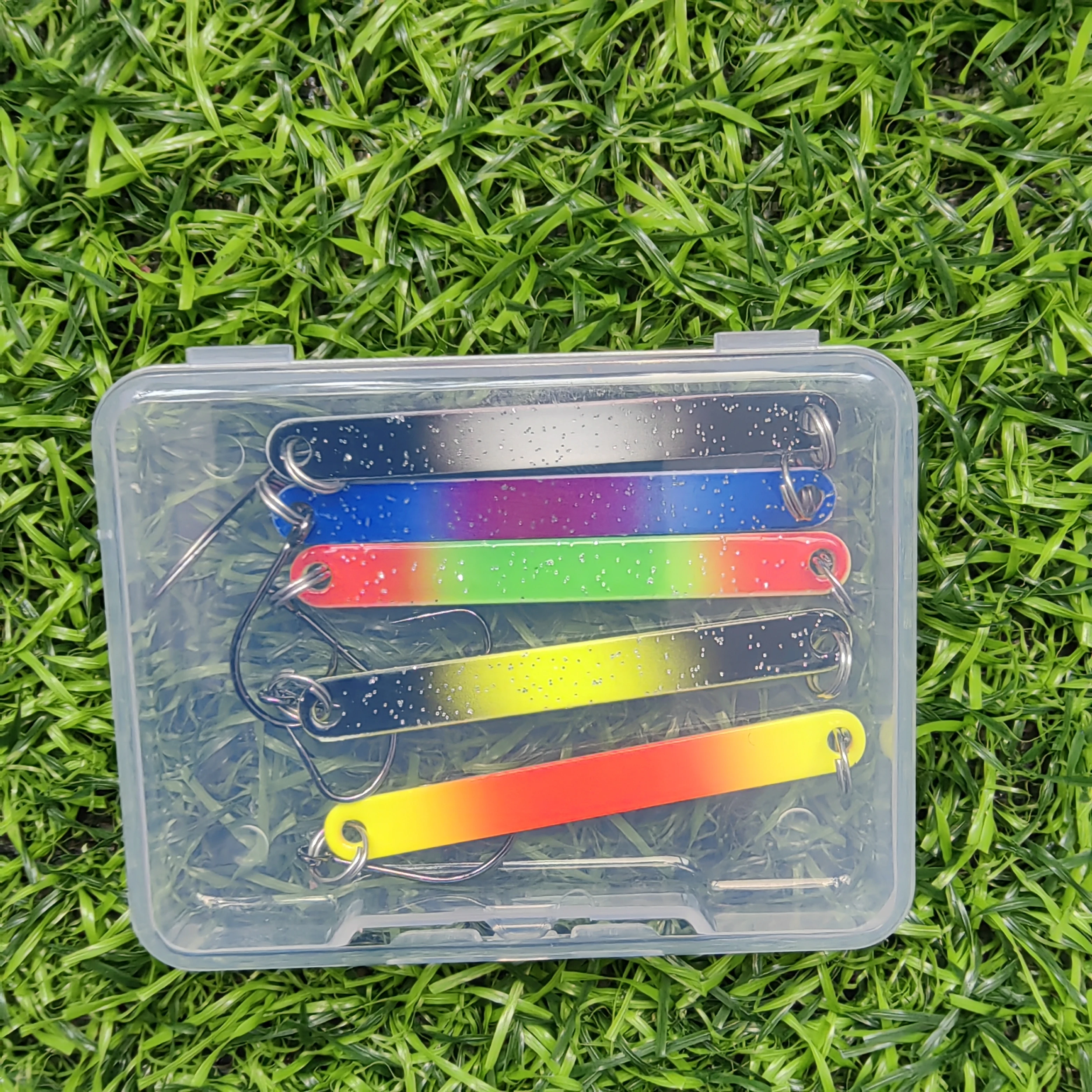 MUKUN 5PCS Pesca Forelle Stick Eis Angeln Löffel 5cm 2,5g Bunte Löffel Köder Kupfer Metall Angeln Locken für Forelle Hecht Barsch