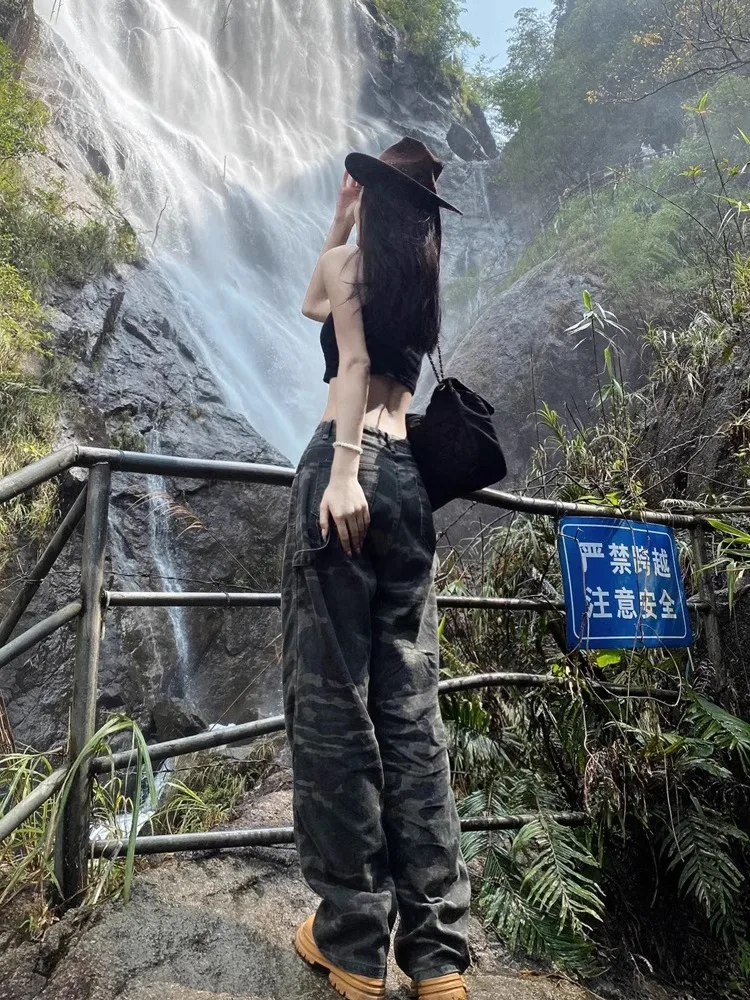 

Jean Straight Women Trousers Women'S Wide Leg Jeans Studded Rivet Chain Bead Tassels Sequin Pearl Female Denim Fashion Gothic