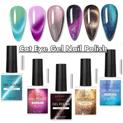 Makartt Holographic Cat Eye Gel Nail Polish Jelly Gel Nail Polish Soak Off with Magnet Uv Led Lamp Cured Home Salon Nail Art