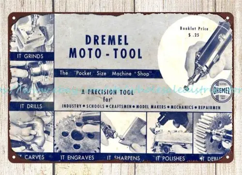 Dremel Moto 도구 제조 유지 보수 금속 주석 사인, 홈 데코 스토어