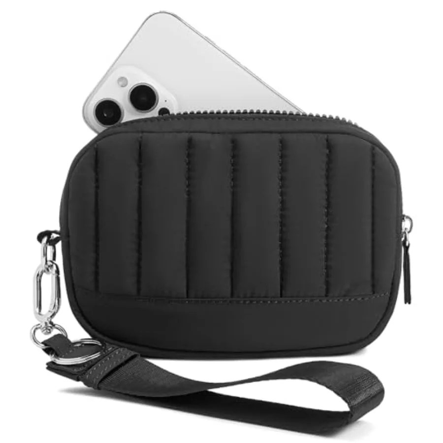 

Wristlet Wallets for Women Quilted RFID Blocking Lightweight Wristlet Purse with Zipper for Travel