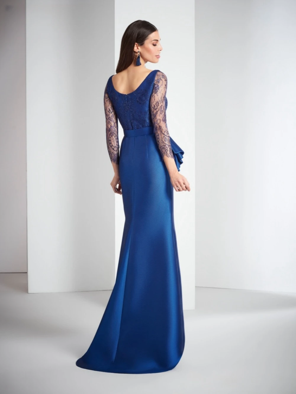 Elegante Meerjungfrau Abendkleider klassische Mutter der Braut Kleid Applikationen Spitze Langarm Brautkleid vestido de novia