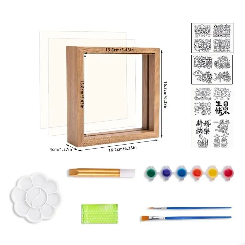 D5BB Tay cầm nghệ thuật Craft Set Glass Paintion với 6 màu sơn cho các bà mẹ cha sinh nhật
