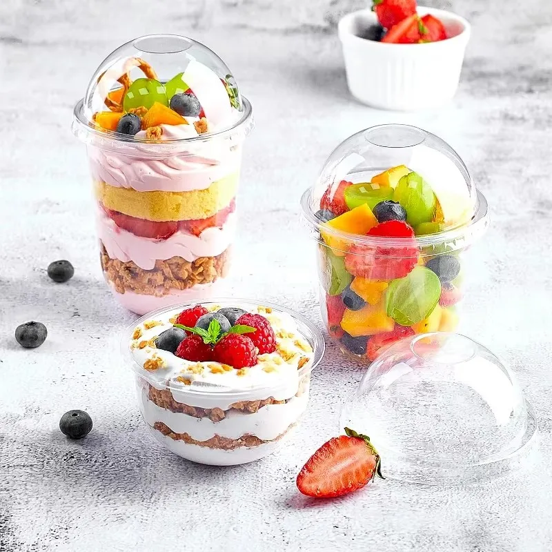 50pcs 360ML No Holes Pudding Cups Wiht Lids Plastic Boxes Ice-Cream Mousse Dessert Picnic Party Packing Dessert Cups With Lid