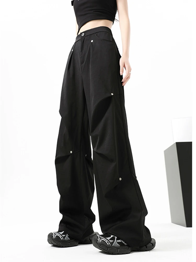 Streetwear Rivet Cargo Pants Women Pockets Casual Hip Hop Y2K Trousers Spring Summer Harajuku American High Waist Bf Retro Pant