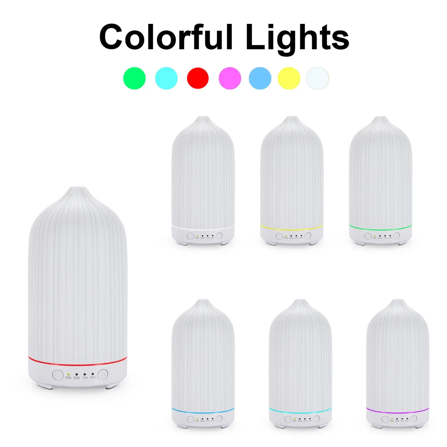 200ml Creative Stripe Air Humidifier USB Portable Aroma Essential Oil Diffuser Vase Ultrasonic Mist Maker with 7 Color Light