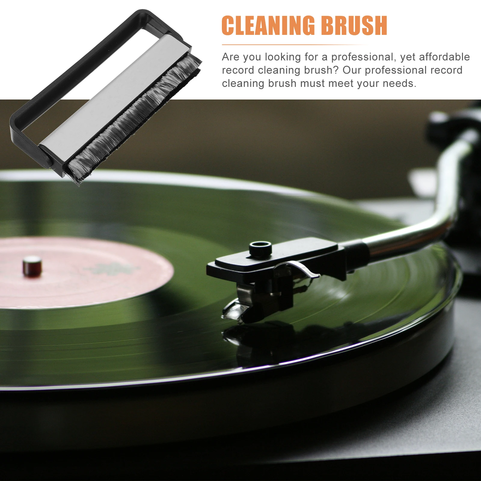 

Carbon Fiber Soft Bristle Vinyl Record Cleaner Black Wool Turntable Brush Clean CD Player Effective Electrostatic Removal
