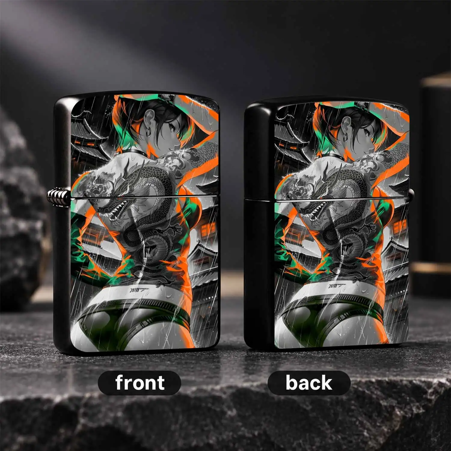 Stylish Cyber Japanese Dragon Tattoo Girl Lighter, Ideal For Daily Commute Outdoor Gathering Party Dating Travel Multi Scenarios, Creative Artistic High End Portable Unique Ignition Tool, Exquisite Trendy Gift For Art Lovers Friends A Humor
