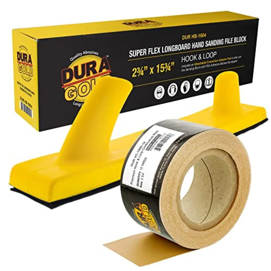 

Блок для ручной шлифовки Dura-Gold Pro Series Super Flex Longboard с креплением на липучке и адаптером PSA, 1000 грит