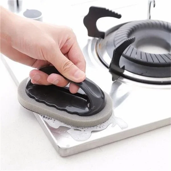 Kitchen Cleaning Brush Household Eraser Washing Dishes with Diamond Sand Scouring Cloth Sponge Eraser with Handle Kitchen Tool