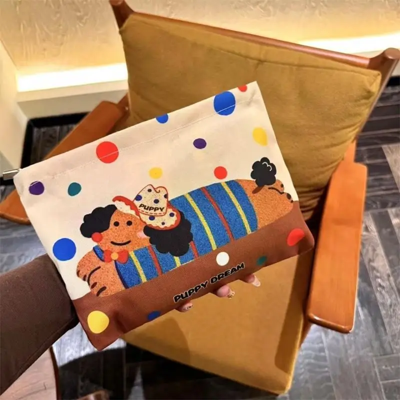 

Cartoon Cute Dachshund Polka Dots Cosmetic Bag Large Capacity Portable Girly Makeup Bag Storage Bag Toiletry Bag Clutch Bag Gift