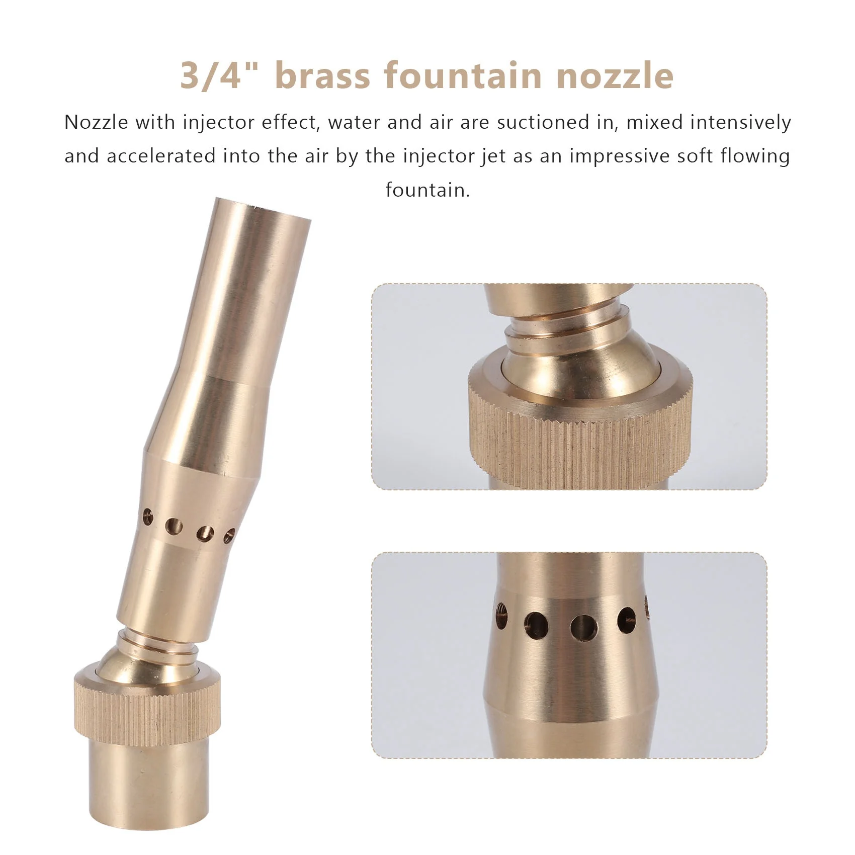A36T-3/4 Inch Brass Foam Jet Fountain Nozzles Garden Landscape Fountain Adjustable Multi-Spray Nozzle Garden Pond Decoration Fou