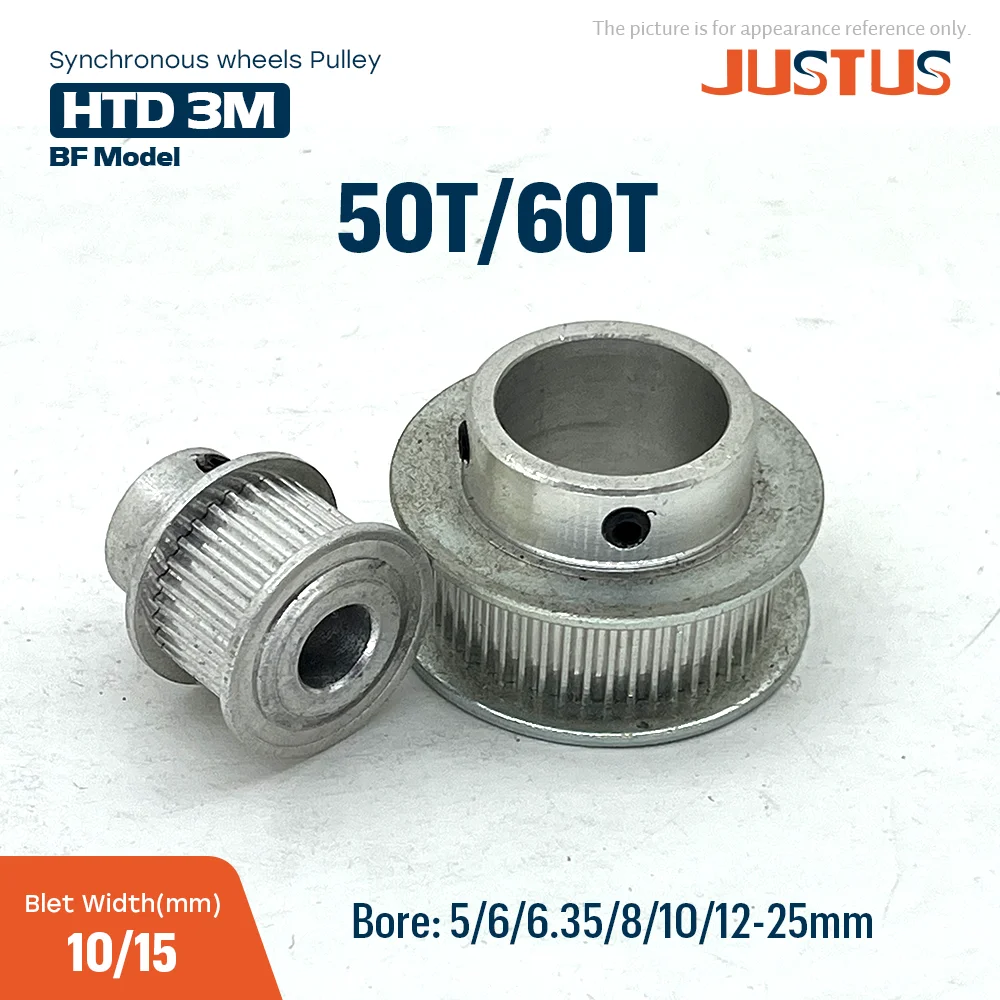 HTD 3M عجلة المزامنة 50T/60 أحجام تجويف الأسنان 5/6/6.35/8/10/12 - 25 مللي متر لأجزاء طابعة 10/15 مللي متر مؤقت CNC ثلاثية الأبعاد