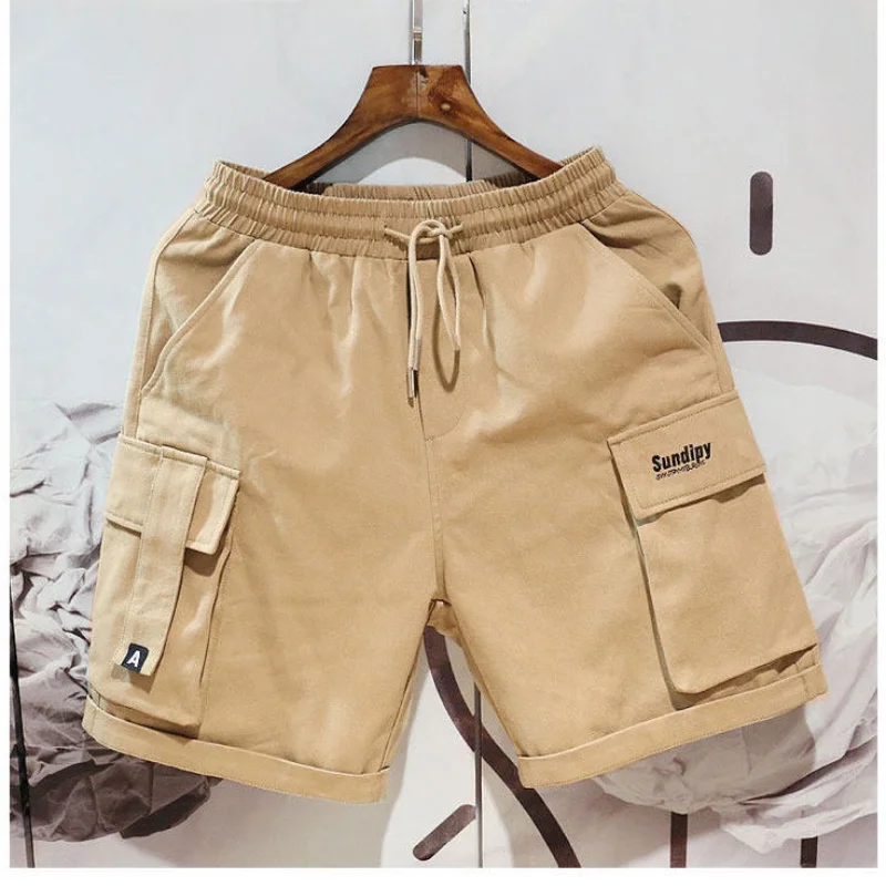 Summer Fashion Embroidered Letter Multiple Pockets Men\'s Cargo Short Classic Waist Drawstring Street Casual Hip Hop Shorts