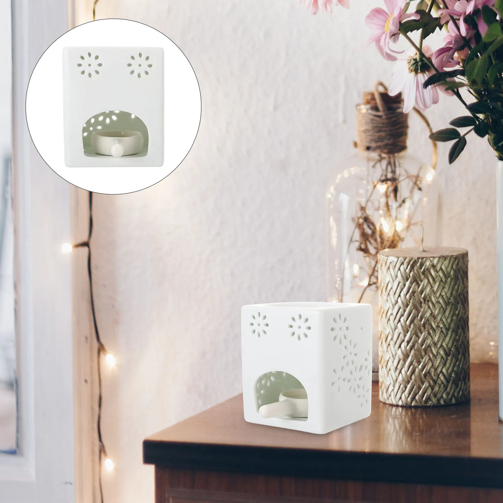 

1Set Ceramic Aroma Burner Unique Hollow Design Indoor Outdoor Decor Reusable Lightweight Portable Spa Wedding Party Beauty