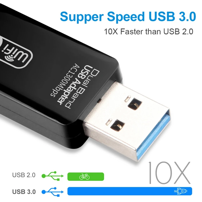 Adaptador USB Wifi, 5Ghz, Ac1300mbps, Banda Dupla, USB 3.0, Ethernet, 2.4G, Antena 5G WiFi