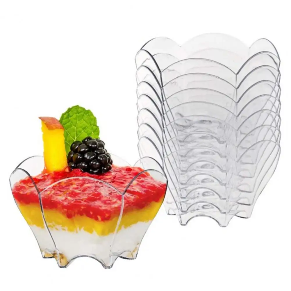 

24Pcs 90ML Dessert Cup Food Grade Thickened Disposable Plastic Flower Shape Cake Cup Party Supplies Ice Cream Mousse Cup