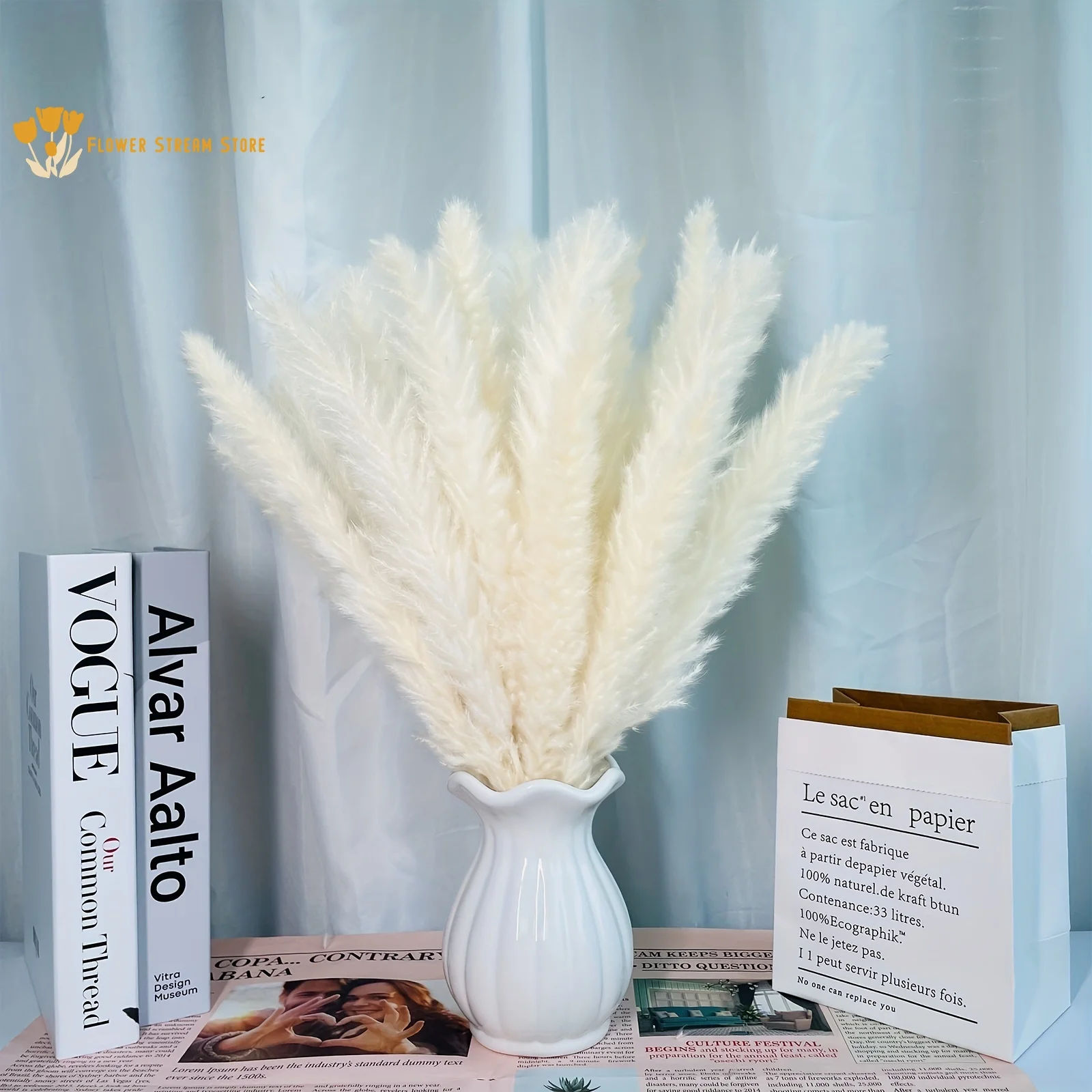 

Natural Fluffy Pampas Grass Dried Flowers Bouquet Home Table Bedroom Boho Decor for Wedding Decoration Party Floral Arrangements