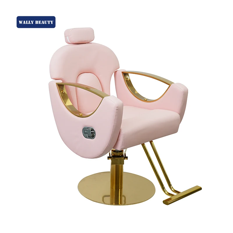 Wallybeauty gold stainless steel modern styling chair hair salon styling hairdressing reclining salon chairs furniture