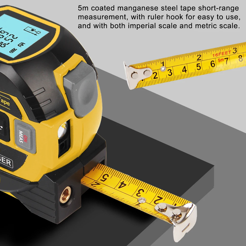 Tape Laser Meter Measure Ruler LCD Display With Backlight Laser Rangefinder 3 in 1 Building Measurement Device Distance Metre 5M