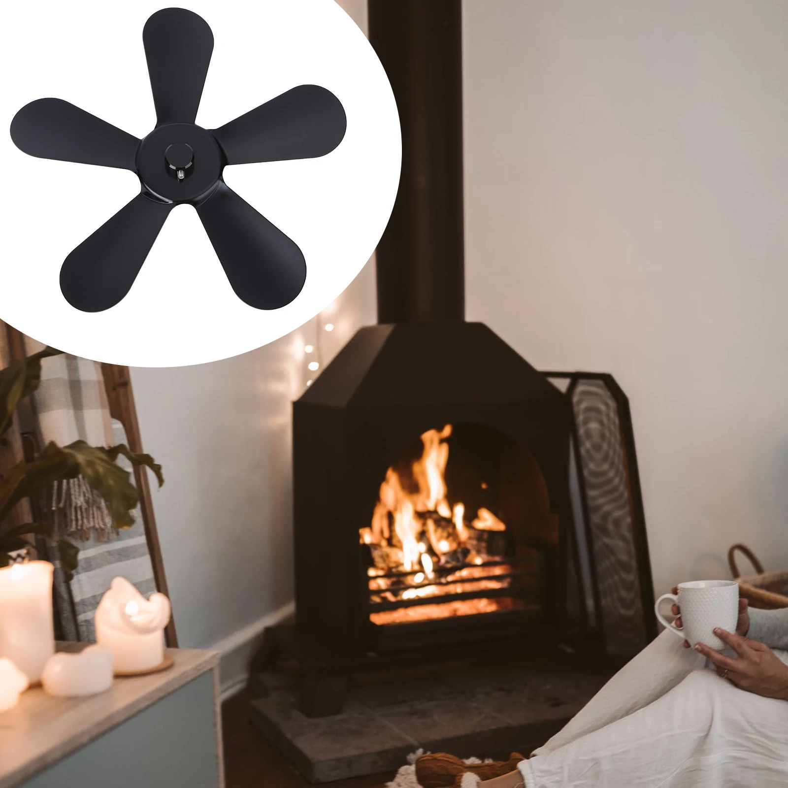 

Fan Blade Accessories Fireplace Heat Powered Aluminum Wooden Silent Stove Blades Small