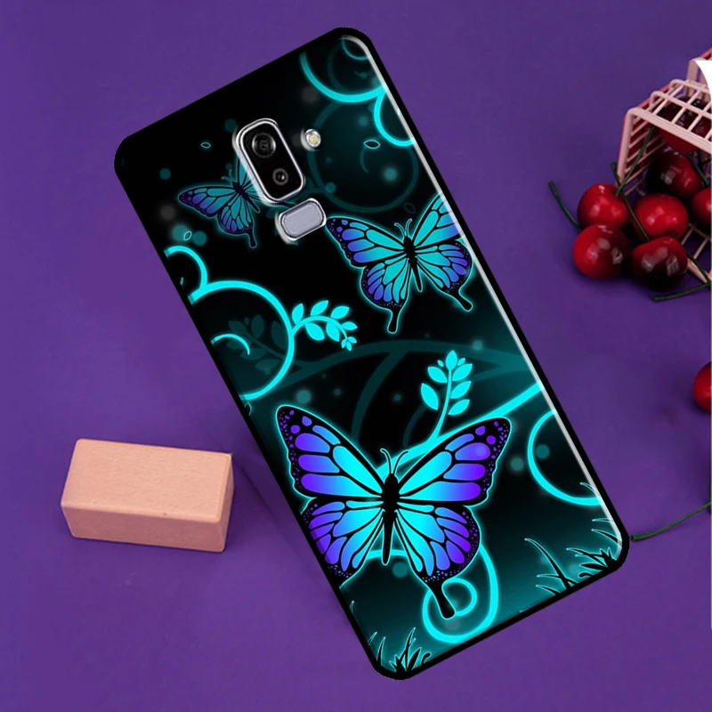 Neon Butterfly Case For Samsung Galaxy A3 A5 J1 2016 J3 J5 J7 2017 A6 A7 A8 A9 2018 J8 J4 J6 Plus Cover view 3