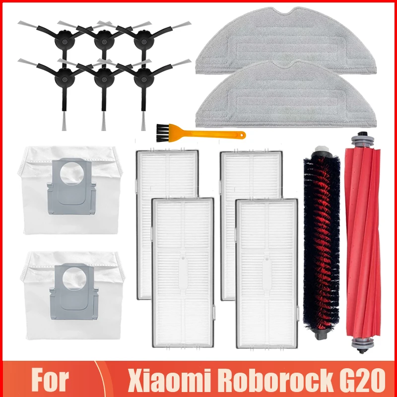 Hepa Filter Mop Cloth Rags Dust Bag Replacement For XiaoMi Roborock G20 Robot Vacuum Cleaner Side Main Roller Brush Replacement