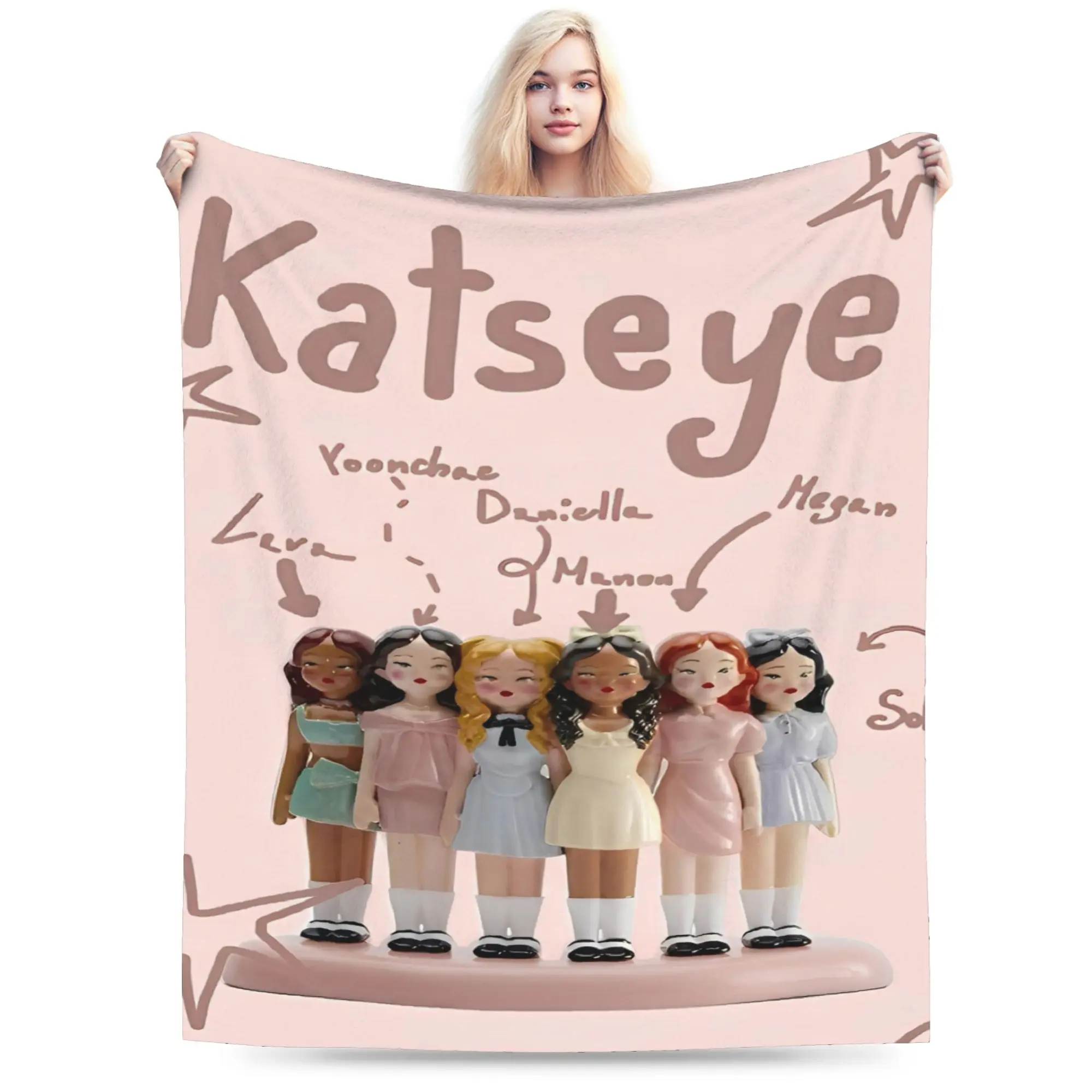 Katseyes Members Kpop Blanket Fleece Gnarly Super Warm Throw Blanket for Bed Bed Rug