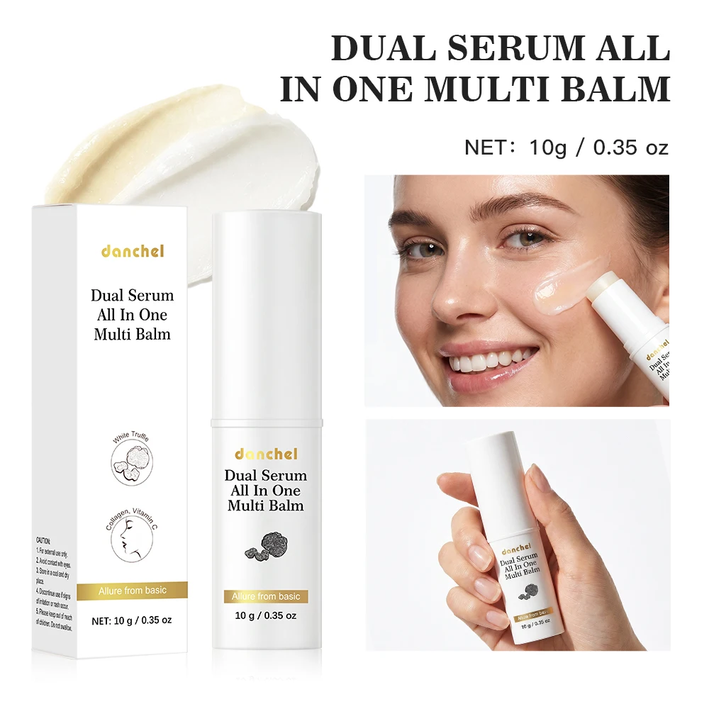 Double Serum All-in-one Multi Balm, Stick Balm, Vegan Skincare with Vitamin C and Vegan Collagen 3-in-1 Anti Wrinkle Eye Treatme