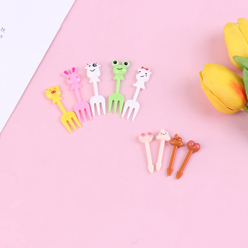 8/10/24PCS Mini Fruit Forks For Children Toothpick Lunch Party Pick Dessert Fork Snack Decoration Bento Decorating