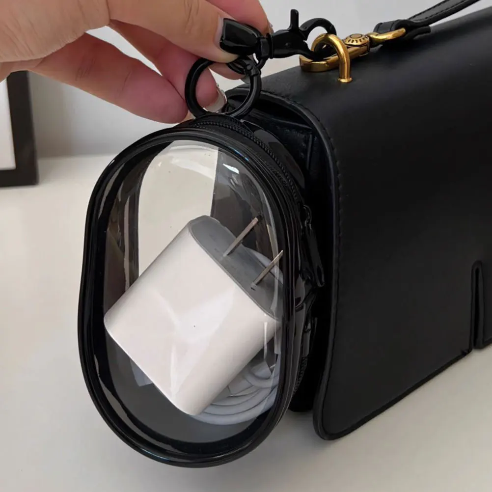 

2Pcs Data Cable Earphone Storage Bag Clear Portable Hanging Bag Small USB Flash Disk Case Lightweight Key Holder Storage