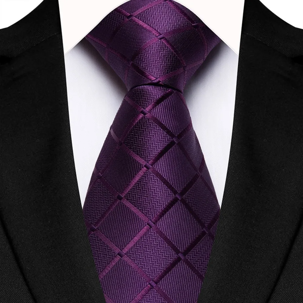 

Luxury 8CM Mens Necktie Single Color Woven Pattern Plaid & Checks Ties Satin Groom Jacquard Party Accessories