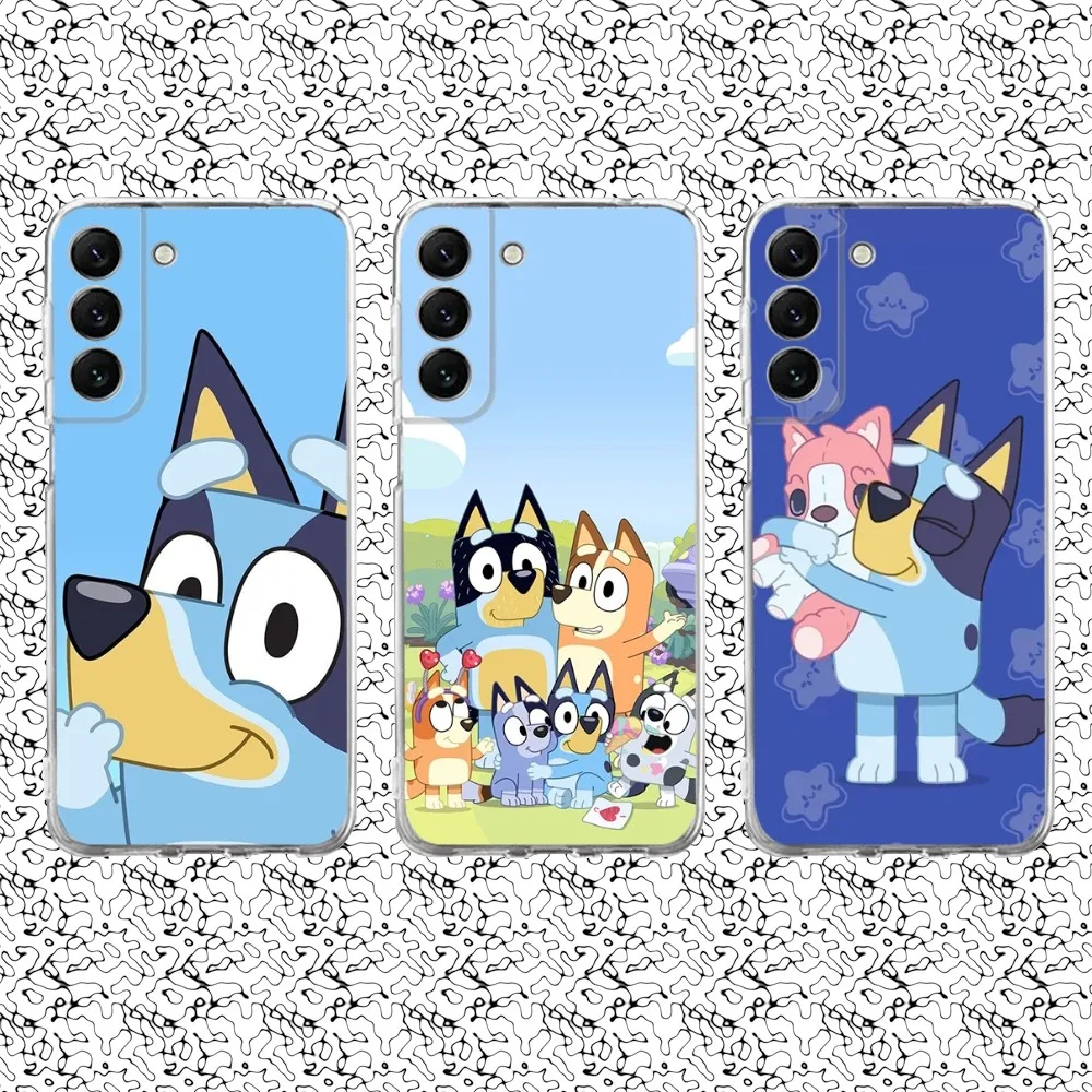 Dog Cartoon B-Bandit C-Chilli Phone Case Silicone For Samsung S 30,23,21,22,20 FE lite,S10,9,PIus Blueies Soft Transparent