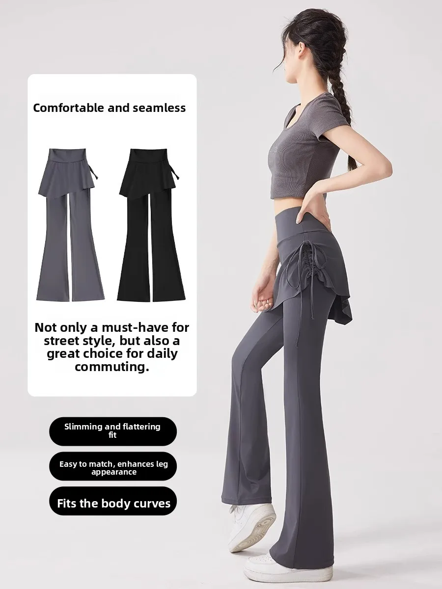 Pantaloni da yoga Bell Bot di fascia alta Pantaloni lunghi casual a vita alta estivi da donna Poliestere Spandex Dimagrante Copertura dell'anca Arca Fin...