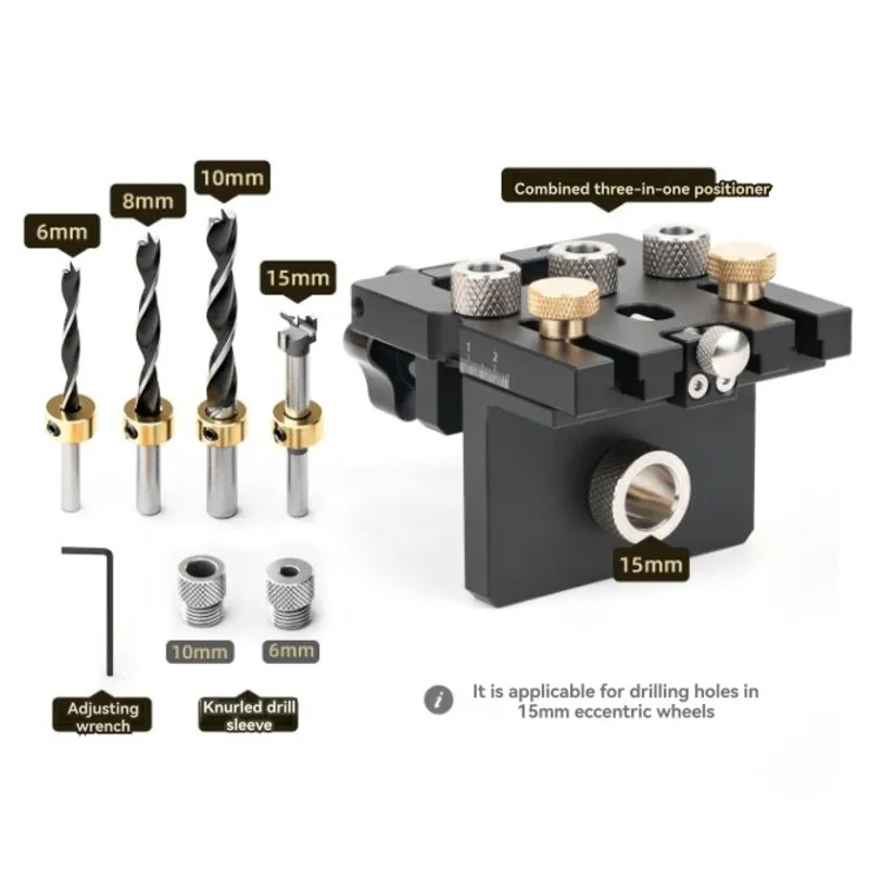 ABVJ-3‑In‑1 Woodworking Drilling Locator Hole Puncher Doweling Jig Drilling Kit Carpenter Tool Wood Working Drill Guide Kit-1