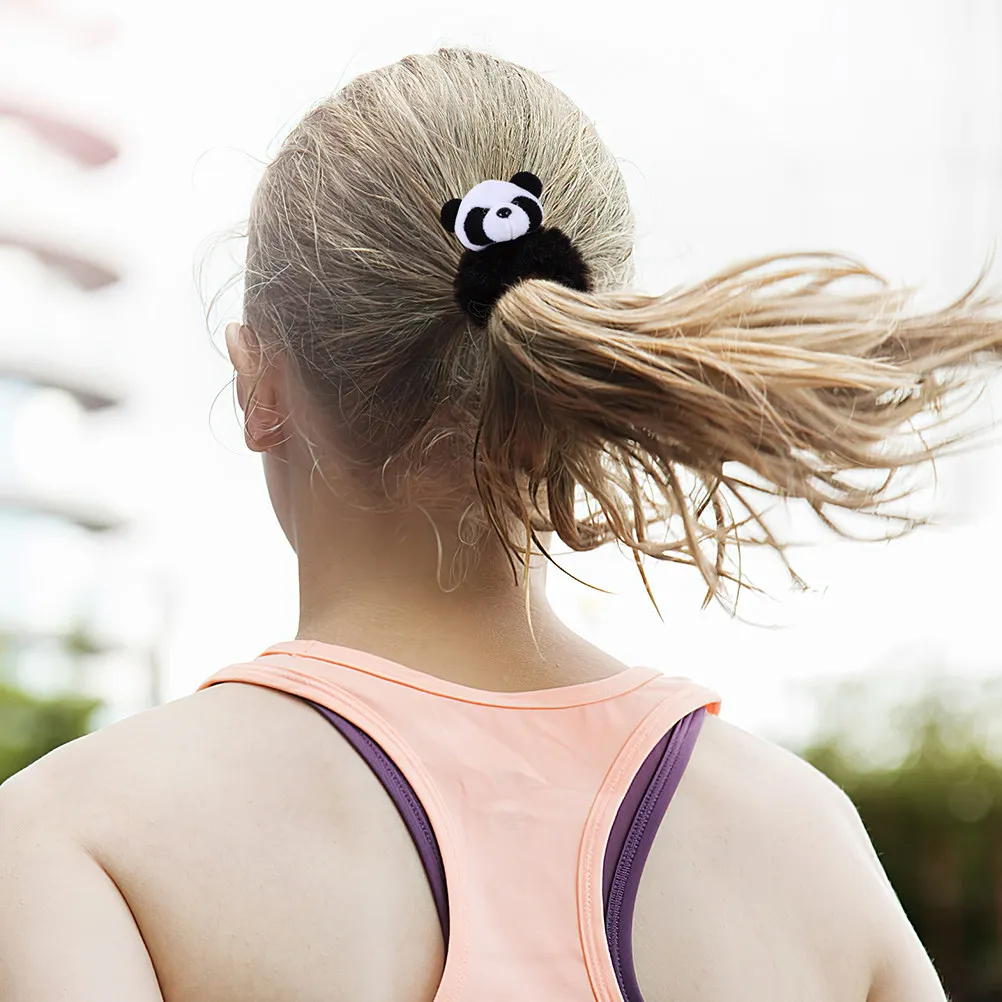 

Набор из 4 мягких резинок для волос в виде панды, эластичные скранчи, держатели для хвоста, милые аксессуары для волос для женщин и девочек