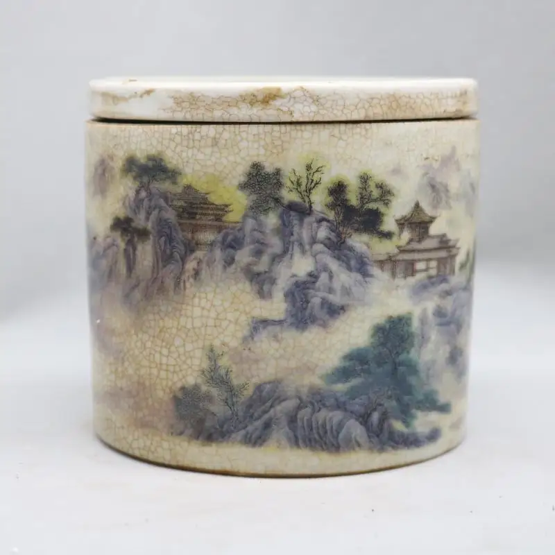 Chinese Porcelain Qing Qianlong Jiangnan Water Township Cricket Pots 4.13 Inch