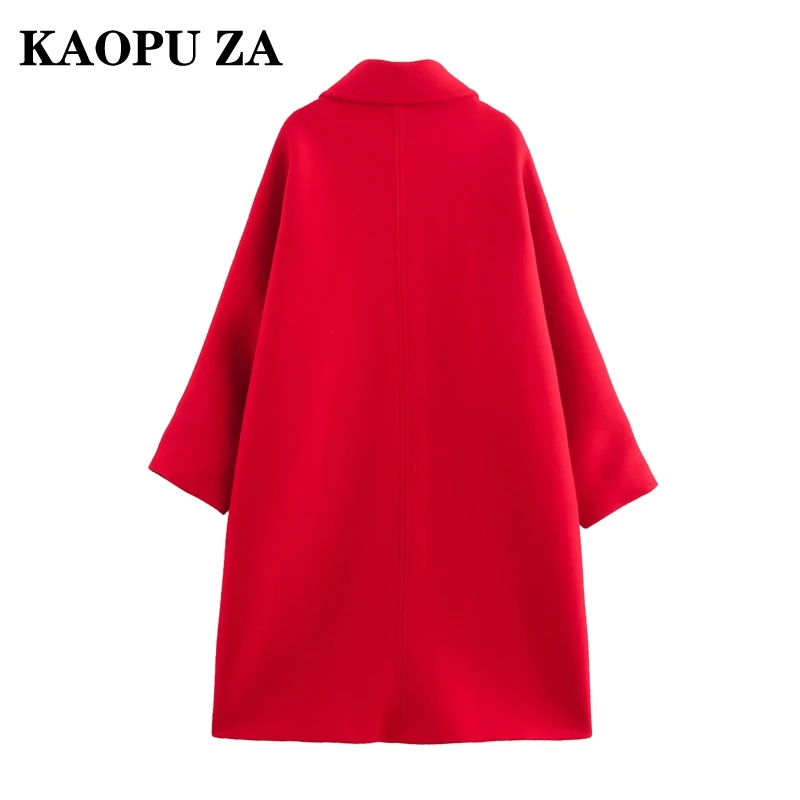 Kaopu-女性用の折り襟付きジャケット,長袖,ファッショナブル,ミドル丈,モノクロ,ボタントップ,新しい,秋,2022