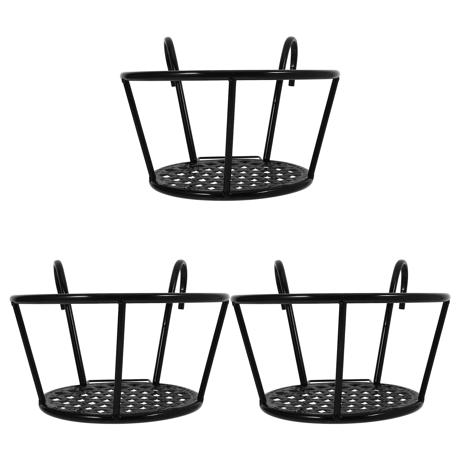 

3pcs Hanging Flowerpot Stand Metal Balcony Pot Holder Durable Drain Design Space Saving For Garden Indoor Outdoor Decor Flower
