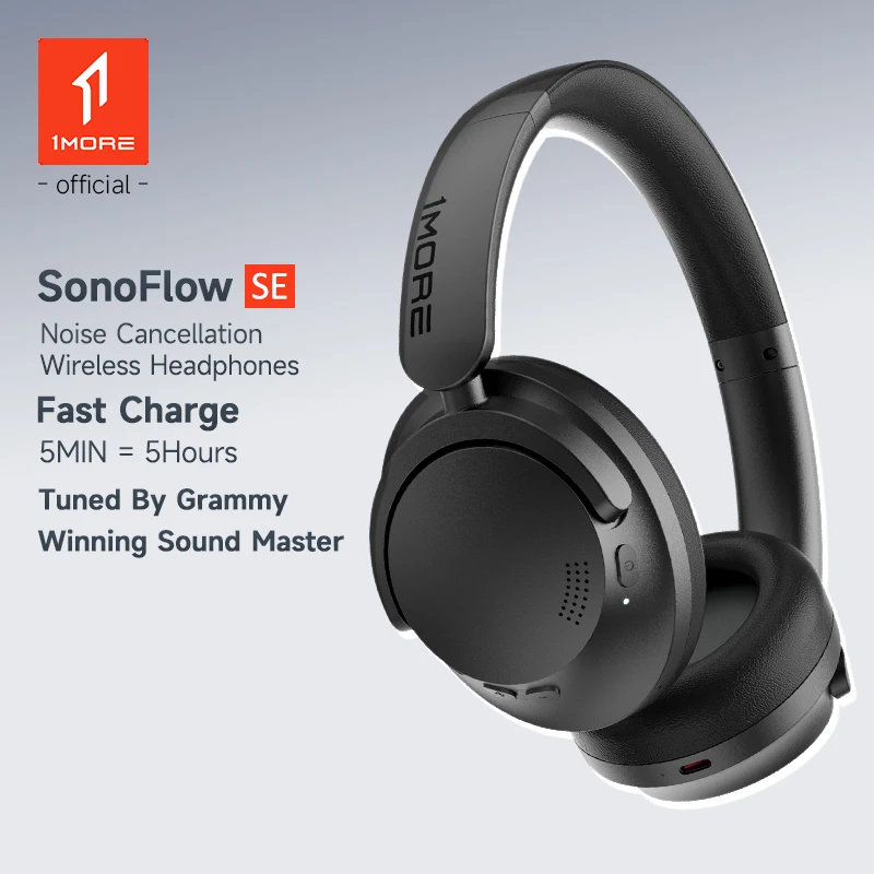 1MORE SonoFlow SE Active Noise Cancelling Wireless Headphones Fast Charge 70H Playtime,DLC Dynamic Driver Enhanced Calling