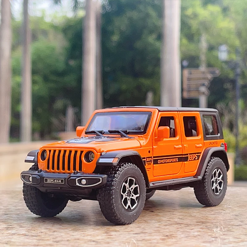 Die Cast 1:32 Wrangler Rubicon Alloy Sound and Light Pull-Back Car Model Children' Toy Vehicle Gift Metal Miniature Voiture