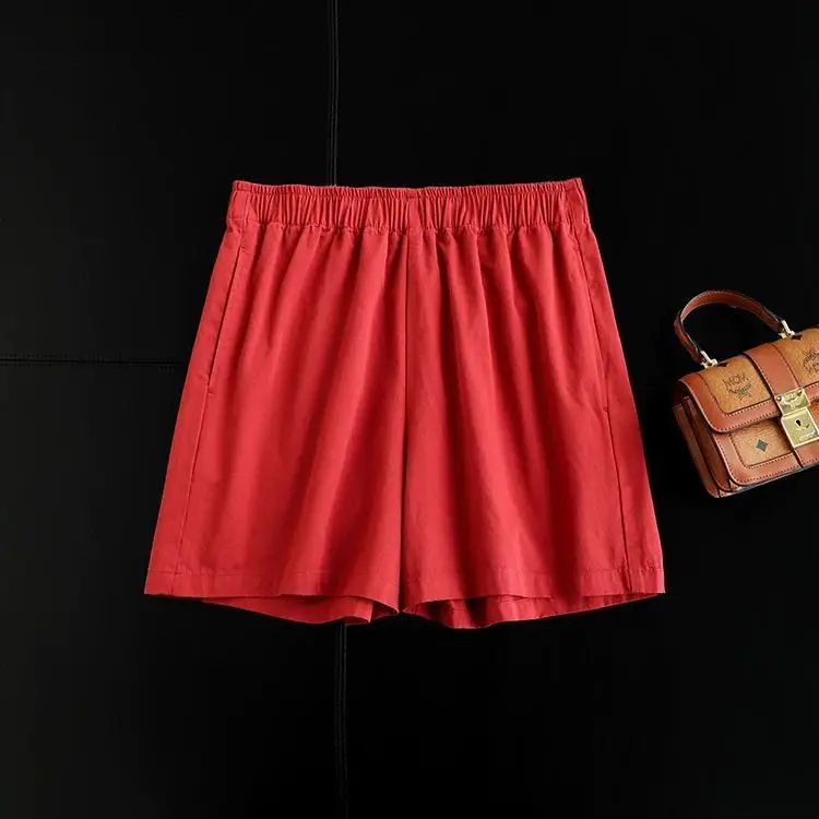 

Dave&Di Japanese Summer Slimming Pure Cotton Elastic Waist Loose A-line Casual Shorts For Women