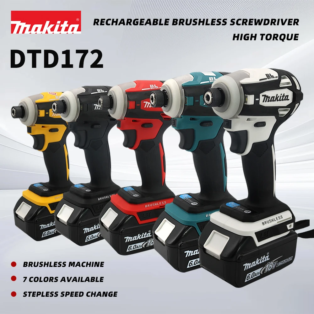 Imagem -03 - Brushless Cordless Long Range Impulse Drive Recarregável Motor Power Tool High Torque Drive 18v Bateria de Lítio 180n.m Makita-dtd172