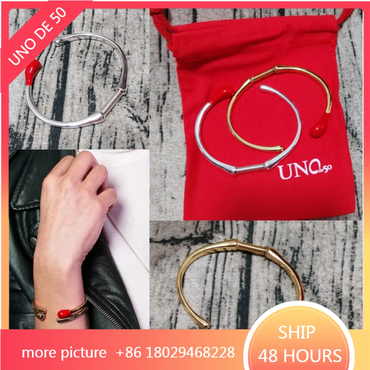 Spain UNOde Jewelry Fashion Creative Design Match Head Open Bracelet Women's Accessories Festival Gift