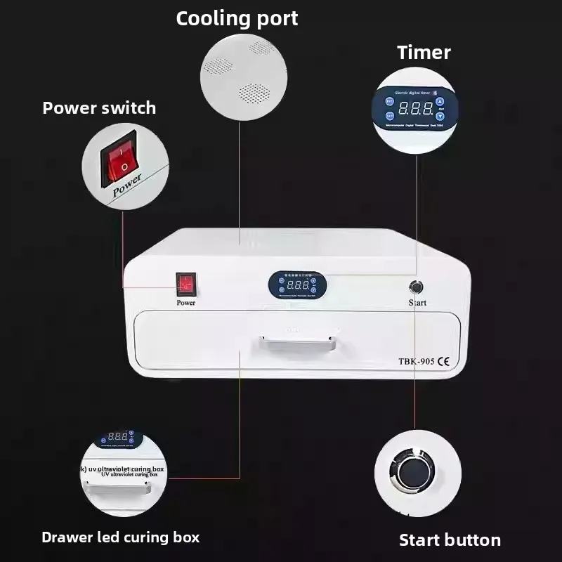 TBK-905 New UV Curing Box Curved Flexible Screen Wrinkle Free Optical Adhesive Shadow Free LED UV Curing Box